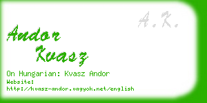 andor kvasz business card